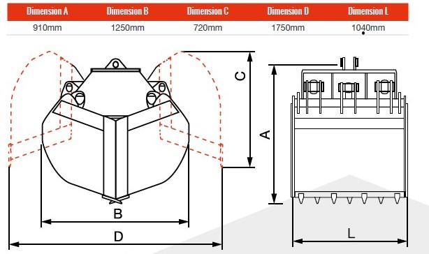 Ritespec Grab Bucket Dimensions